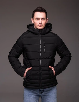 Куртка чоловіча демісезонна утеплена з капюшоном 3XL чорна 4182887s5