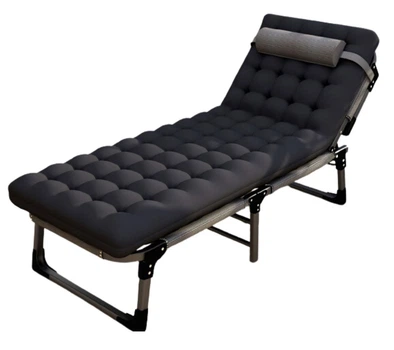 Розкладне ліжко Hedo Premium туристичне 68 x 193 x 30 см Чорне 96885 (5904041121609)