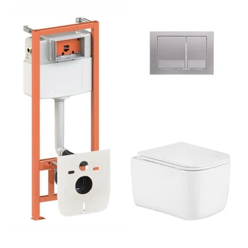 Инсталляция 4 в 1 Qtap Nest Gemini Сатин Rimless (QTTAU26W4911949880)