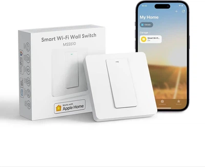 Выключатель умный Meross HomeKit WiFi, Alexa, Google Assistant, одноклавишный, 8.6×8.6 см