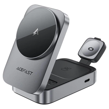 Беспроводное зарядное устройство 3-в-1 Acefast E22 MagSafe 15W для iPhone / Apple Watch / AirPods. Gray