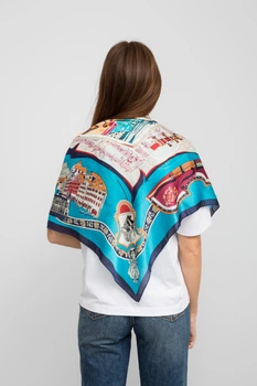 Хустка атласна FAMO APL-254386 Блакитний 90*90 (APL-254386)