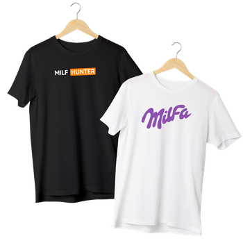 Футболка Ponty Shop «Milfa & MilfHunter» S - L Чора і Біла