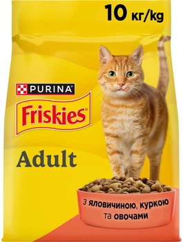 Корм для дорослих кішок Purina Friskies з яловичиною, куркою й овочами