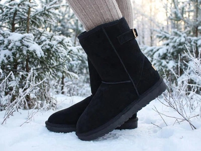 Угги Fashion С748 черные женские натуральная замша 36 23,5 см