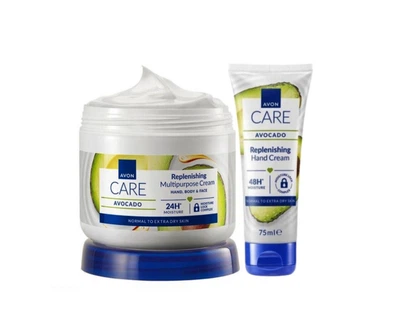 Набор 2-в-1 для тела Avon Care Avocado с маслом авокадо: Мультифункциональный питательный крем 3-в-1 для лица, рук и тела Avon Care Avocado 400 мл + Увлажняющий крем для рук Avon Care Avocado 75 мл