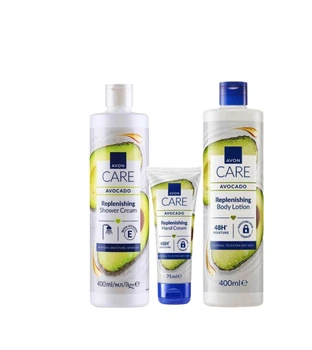 Набор 3-в-1 для тела Avon Care Avocado с маслом авокадо: Увлажняющий лосьон для тела Avon Care Avocado 400 мл + Увлажняющий гель для душа Avon Care Avocado 400 мл + Увлажняющий крем для рук Avon Care Avocado 75 мл