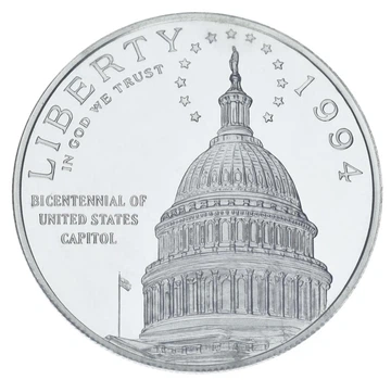 Монета США 1 долар 1994 Срібло S UNC 200 років Капітолію (Ag 900, 26,73 грама)