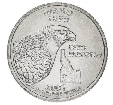Монета США 25 центов (квотер) 2007 D «Штаты и территории - Айдахо» UNC (KM#398)