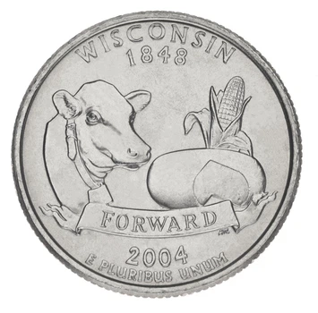 Монета США 25 центів (квотер) 2004 P «Штати і території - Вісконсін» UNC (KM#359)
