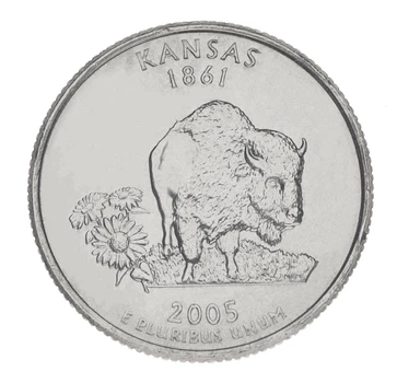 Монета США 25 центов (квотер) 2005 D «Штаты и территории - Канзас» UNC (KM#373)