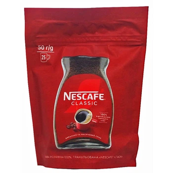 Кава Nescafe Classic розчинна гранульована 50 г в м'якій упаковці (60655)