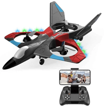 Радиоуправляемый самолет 4DRC V27 Red с камерой 1080P Wi-Fi FPV, удержание высоты, Headless режим, 360° трюки, полет по кругу, до 100 м, до 15 минут полета