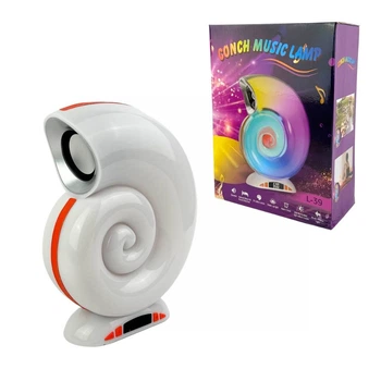 Колонка портативная с часами Conch Music Light Bluetooth LED белый с оранжевым