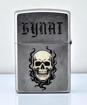 Зажигалка Zippo Street Chrome 207 с гравировкой бензиновая подарочная именная оригинальная подарочная для мужчины в латунном корпусе и коробочкой