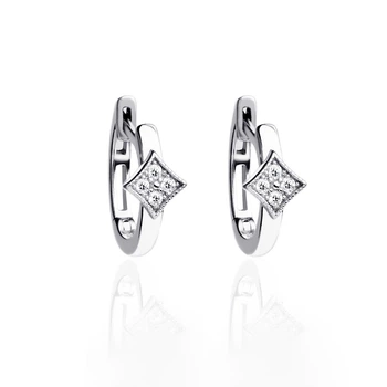 Серьги из белого золота Геометрические кольца (з40088)