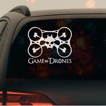Вінілова наклейка для пілотів дронів «Game of Drones», дрон-череп, 30 см.