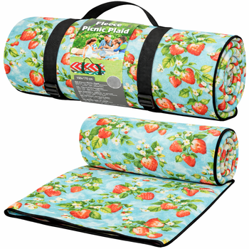 Плед складной утепленный для пикника Bolan Home&Design Strawberry 130x170 см пляжный коврик флис