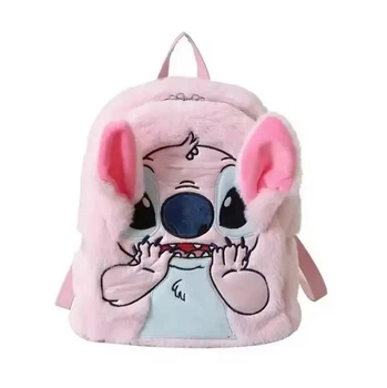 Плюшевий дитячий рюкзак з вушками та мордочкою Стич Disney Fairy Stitch 24*20*6 см, м'який, рожевий