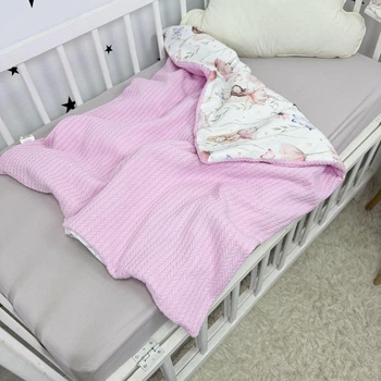 Дитячий плед зі зйомним утеплювачем 140х110 см Oh My Kids «Рожеві Феї»