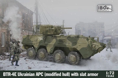 Збірна модель 1/72 Український бронетранспортер БТР-4Е «Буцефал» (Модифікований корпус) з решітчастою бронею IBG Models 72152