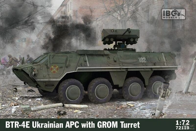 Збірна модель 1/72 Український бронетранспортер БТР-4Е "Буцефал" з бойовим модулем "Гром" IBG Models 72119