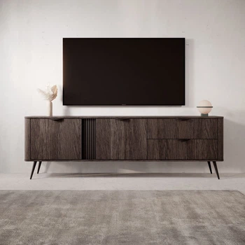 Тумба под ТВ Верис / Veris 2D2S/195 2-дверная с 2 ящиками Дуб дунин/черный Perfect Home