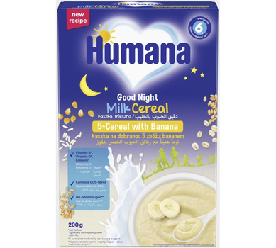 Каша Humana молочна «Солодкі сни» 5 злаків з бананом з 6 місяців, 200 г