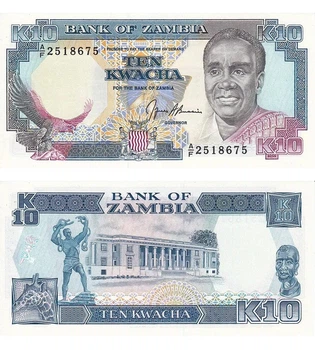 Банкнота 10 квача Замбія 1989 - 1991 рік UNC