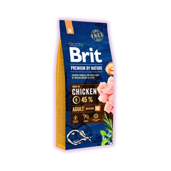 Сухой корм Brit Premium с курицей для взрослых собак средних пород, 15 кг