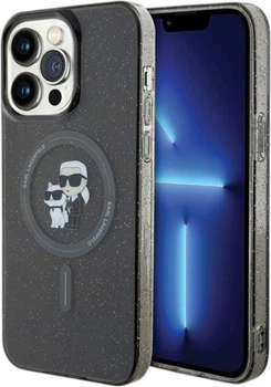 Панель Karl Lagerfeld Karl&Choupette Glitter MagSafe для Apple iPhone 15 Pro Max Black (KLHMP15XHGKCNOK)