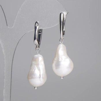 Серьги из барочного жемчуга 21×12 мм, длина 42 мм, ida81533