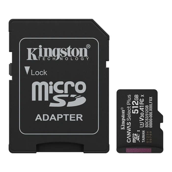 Карта памяти microSDXC (UHS-1 U3) Kingston Canvas Select Plus Gen3 512Gb 10 А1 V30 (R-150MB/s) (adapter SD) SDCS3/512GB