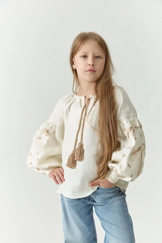 Вишиванка для дівчинки KASHTANCHIK "Вільні колосся" 90 – 115 см молочна