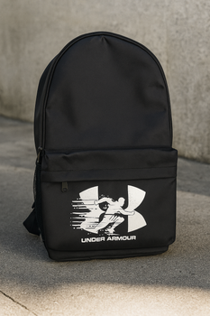 Практический черный городской рюкзак Under Armour с большим белым лого мужской женский портфель для ноутбука работы обучения и поездок