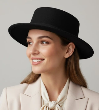 Капелюх канотьє із фетру зі стрічкою Honey Fashion Accessories 55-56р чорний (13062)
