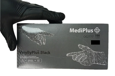 Рукавички вінілові MediPlus VinyllyPlus Black PF 5 г Чорні XL 100 шт (00-00000404)
