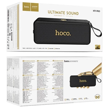 Потужна портативна колонка hoco. HT1 Pro Marquis Sports 16W (2×8W) із захистом IPX4, Bluetooth 5.4, TWS, FM, USB, TF, AUX, 2400mAh Black