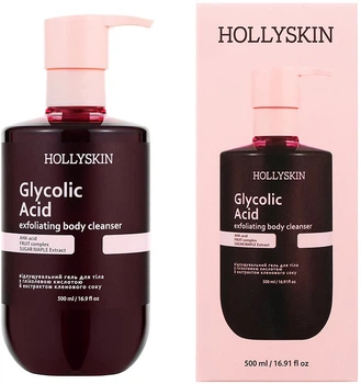 Відлущувальний гель для очищення тіла Hollyskin Glycolic Acid з гліколевою кислотою й екстрактом кленового соку 500 мл (4823109705227)