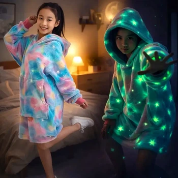 Худи флисовое теплое с подсветкой для детей розовое модель Звезды Stars Dream
