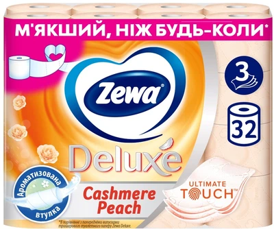 Туалетний папір Zewa Deluxe Персик 3 шари 19.3 метра 32 рулони (7322542544631)