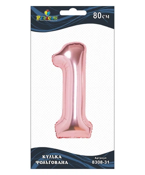 Цифра фольгированная Pelican, "1" Розовое золото 80см Розовый Pelican (830831)