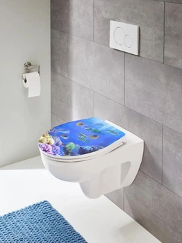 Сиденье для унитаза из дюропласта Livarno Home с рисунком «Подводный мир» (Soft-close, Quick-release)