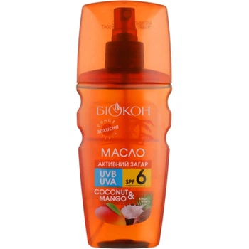 Средство для загара Биокон Масло Активный загар Кокос и манго SPF 6 160 мл