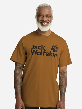 Футболка хлопковая длинная мужская Jack Wolfskin Brand A65910-T0448 S Оранжевая (4064886683395)