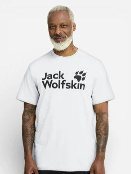 Футболка бавовняна довга чоловіча Jack Wolfskin Brand A65910-T0548 2XL Біла (4064886684866)