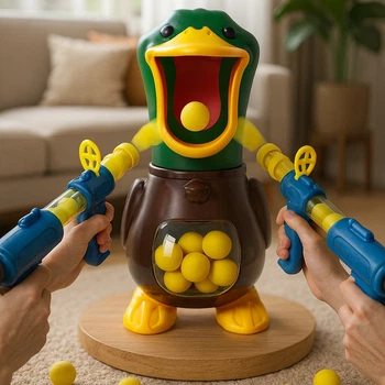 Набор Hungry Duck для стрельбы по мишеням с 2 игрушечными пистолетами и 24 пенопластовыми шариками