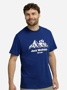 Футболка бавовняна довга чоловіча Jack Wolfskin Carefree A66090-T0464 L Синя з принтом (4064886682336)