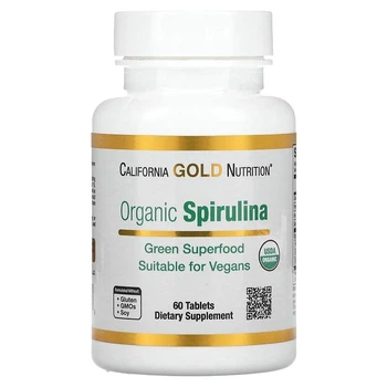 Біодобавка California Gold Nutrition Органічна спіруліна (Spirulina) 60 таблеток CGN01175