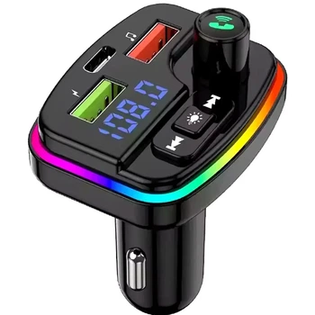 FM трансмиттер PERVOI CTC-732 с зарядкой 2xUSB Type-C Bluetooth поддержка MP3 RGB подсветка для автомобиля